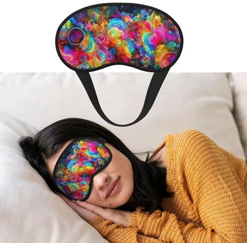 Augenmaske zum Schlafen, atmungsaktiv, lichtblockierend, helle schöne bunte Kunst, Nacht-Augenbinde, weich, bequem, Nacht-Augenschutz, für Männer und Frauen, Augenabdeckung für Nickerchen zu Hause