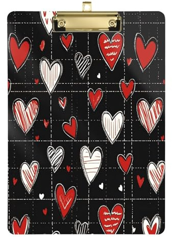 Quteprint Planchette à pince en acrylique transparent résistant aux rayures avec clip en métal (doré) et crochet mural – 0,6 cm d'épaisseur – Pour bureau, salle de classe, infirmières, enseignants