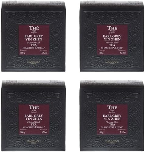 Dammann Frères - Thé Earl Grey Yin Zhen - Lot 4 Boites x 50 Sachets Cristal - 200 Sachets The noir Bergamote