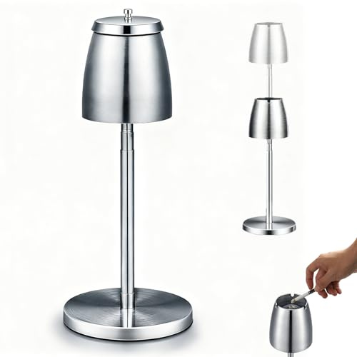 Snowth Posacenere acciaio inox, Posacenere regolabile in acciaio inox, Portacenere da Terra, Altezza 22-66 cm, posacenere regolabile con coperchio e fondo antiscivolo, Per Esterni e Interni, argento