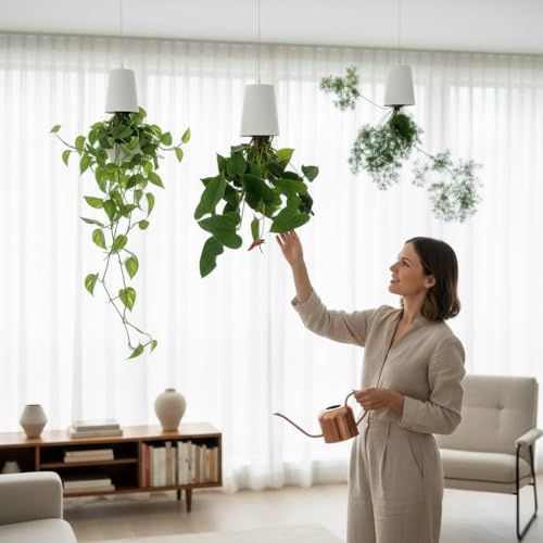 AKKIN Garden Supplies Boskke Sky Planter Recycled Upside-Down Self-Watering Hanging Planter, White, 9cm