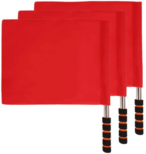 IMIKEYA Banderas de Carreras Rojas 3 Piezas para Árbitro y Juez de Línea, Banderas Deportivas de Alta Visibilidad para Fútbol, Atletismo y Competencias al Aire Libre
