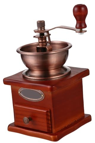 JEWEDECO Molinillo de Café Manual de Madera Muela Cónica de Cerámica, Empuñadura de Hierro, Molinillo Portátil para Moler Granos, Adecuado para Uso Doméstico y Preparación de Café Espresso