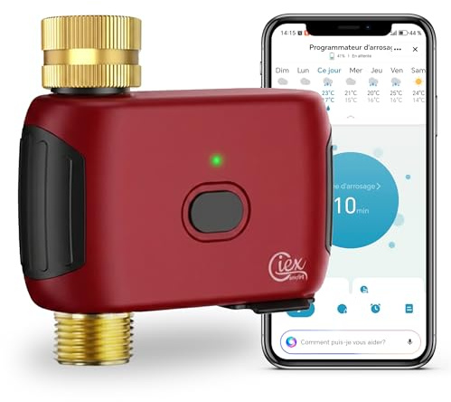 GIEX Temporizador de riego WiFi, Programador Inteligente para Grifo de jardín, Compatible con Alexa y Google Assistant, Funciona con la aplicación Tuya Smart Life, Sistema de riego automático