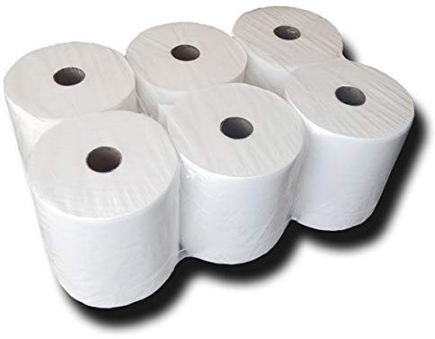 6 Premium Handtuchrollen – 2-lagig, 100% Zellstoff, hochweiß, 20 cm breit, für Handtuchrollenspender, reißfest & saugstark, 140 m pro Rolle