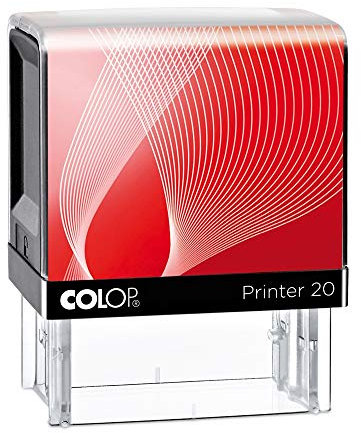 stempel-fabrik – Colop Printer 20 Stempel mit Wunschtext personalisieren – selbstfärbender Stempel als Namensstempel, Adressstempel & Firmenstempel zu verwenden (38x14 mm | 4 Zeilen | Schwarz/Rot)