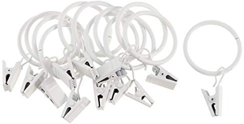 LOVIVER 12 Pièces Anneaux de Rideaux avec Pinces, Pince Polyvalente en Métal pour Tringle à Rideaux, Pinces avec Anneaux pour Maison, Porcelaine Blanche Ø 32 mm
