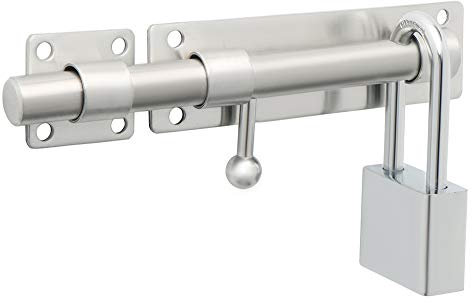 SAYAYO Türriegel Bolzenriegel Edelstahl Riegelschloss Schlossriegel Torriegel Abschließbar 180mm Riegel für Tor, Fenster, Zaun, EMS9000-LS