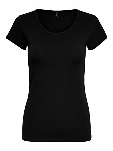Only Femme Onllive Love S/S O-Neck Top JRS Blouse, Noir, M EU