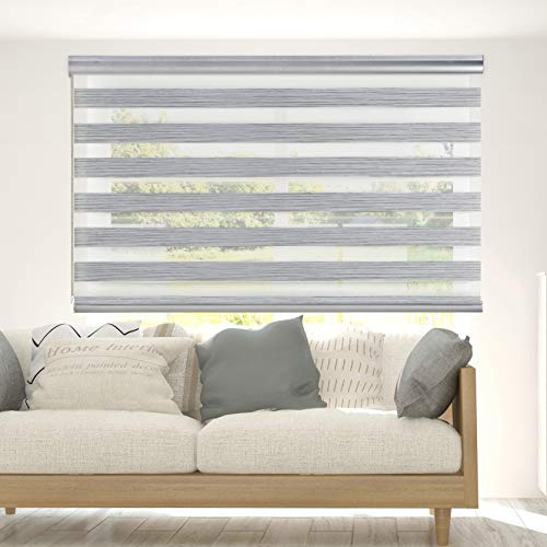 Doppelrollo hohe Qualität für Fenster einfache Montage 140x250 cm Grau | Duo Rollo Premium mit runder Kassette und Aluminiumkette Fensterrollo Lichtdurchlässig Rollo Stoffbreite 138 cm StoresDeco