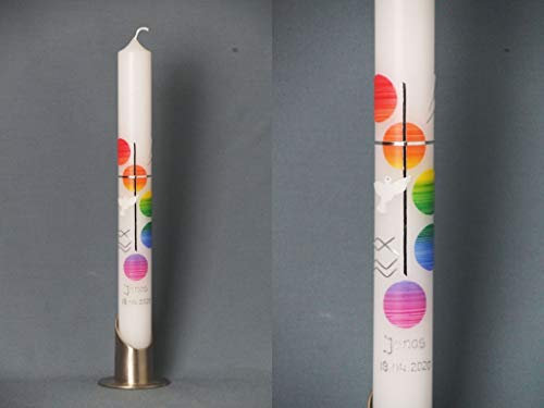 Taufkerze/Kommunionkerze 400 x 40 mm, inklusive Beschriftung ! P 105/1