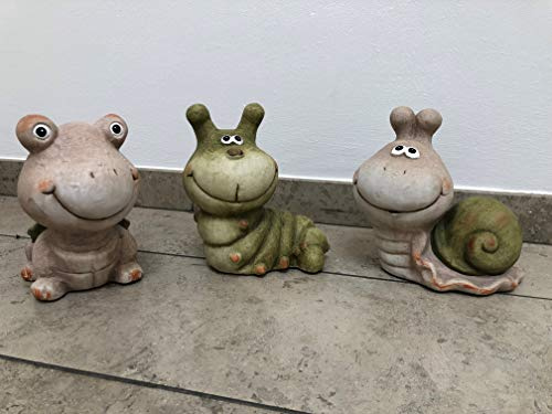 mucplants Gartenfigur aus Ton Schnecke Wurm und Schildkröte Garten Figur Tiere Dekoration