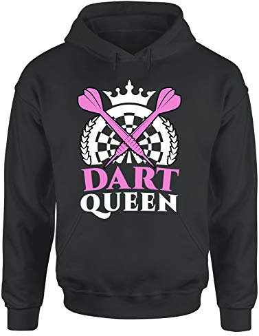 Dart Queen Hoodie Unisex Dart Spruch T-Shirt, Farbe: Dunkelgrau, Größe: Small