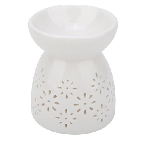 VIFER Duftlampe für die Nacht aus Keramik, Essenz, Ölbrenner, Weihrauch, Aromabrenner, Aromatherapie-Pfanne, Blume