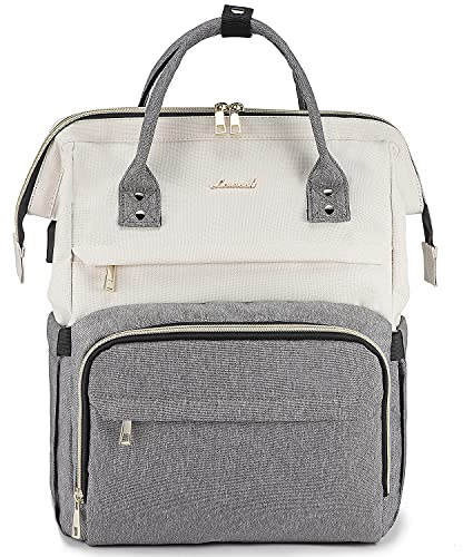 LOVEVOOK Laptop Rucksack Damen 15,6 Zoll, Groß Schulrucksack Teenager, Rucksack Handgepäck, Wasserdichtes Design, Atmungsaktive Schultergurte, Für Uni, Schule & Reise, Beige Grau | Rucksack Handgepäck, Wasserdichtes Design, Atmungsaktive Schultergurte, Für Uni, Schule & Reise, Beige Grau