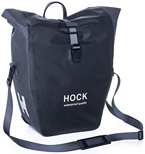 HOCK Premium Fahrradtasche Wasserdicht für Gepäckträger [25L Volumen] mit Schultergurt | Gepäckträgertasche | Einzel | Fahrrad Tasche Packtasche hält an jedem Gepäckträger