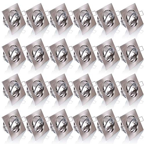 20x MAXKOMFORT Einbaustrahler IP20 mit GU10 Fassung ECKIG eisen gebürstet schwenkbar Einbauspot Einbauleuchte Rahmen Rostfrei Deckenspot Strahler Spot 5050S