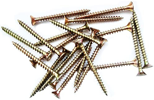 Lot de 50 vis à bois M4 plaquées zinc jaune longues 4 x 45 mm