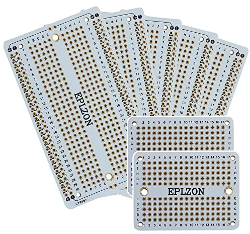 EPLZON Beschichtete Leiterplatten-Steckplatine für Elektronikprojekte, kompatibel mit Arduino-Lötprojekten, 5,2 x 8,9 cm, 5 Stück + 2 Mini-Boards, weiß)