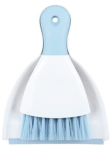 Dust pan Broom Brush Dustpan - Small Broom and Dustpan Set,Mini Broom and Dustpan,Small Dustpan and Brush Set for Home Cleaning, Sofa, Desk, Guinea Pig Cage, Cat Litter etc.(Light Blue)