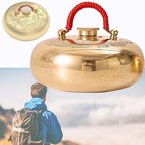 Wnanch Retro Kupfer Wärmflasche Mit Bezug, Auslaufsicher Wärmeflasche 3L 2L 1,5 L1L 0,6 Groß Wärmflaschen Für Kinder Und Erwachsene (Size : XXL)