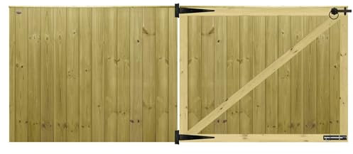 Premier Garden Supplies PGS Tongue & Groove Fully Framed Capped Flat Top Made to Measure Driveway Gates Measurements Height 3ft - 4ft (90-120cm) x Width: 274cm - 305cm +450mm Hinge Ring Latch Kit