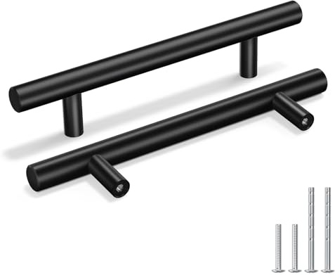Goldenwarm 15 Stück Möbelgriffe Schwarz 128mm Schrankgriffe, Griffe für Küchenschränke Türgriffe Küche Möbelgriffe Edelstahl Küchengriffe Schwarz Griffe Möbel Schwarze