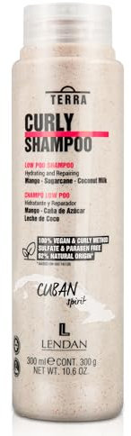 LENDAN - Shampoo Idratante e Riparatore - Terra Curly Shampoo - 300 ml - Low Poo - per Capelli Ricci - Rimuove le tossine dai capelli - Adatto per Metodo Curly - Senza Solfati, Parabeni e Siliconi