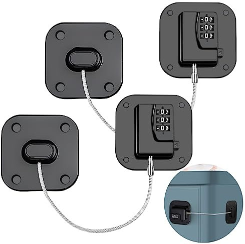 2Stück Kühlschrank Schloss mit Code Ohne Bohren, Selbstklebend Schubladen Kindersicherung Schrankschloss Kühlschrankschloss für Kinder Unter 5 Jahren, Geeignet für Kühlschränke (Mit Passwort)