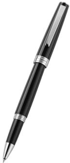 Montegrappa Harmonia Kugelschreiber aus Messing und Harz in der Farbe Schwarz-Silber, Länge: 14cm, ISA1RRAC | Quando le cose vengono da sé e tutto va per il verso giusto, si dice che vi è “armonia”. Montegrappa ha voluto trasferire