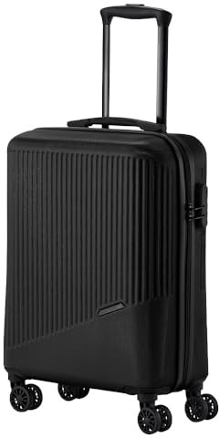 Travelite 4-hjuls resväska set 3 delar storlekar L/M/S, bagage serie Bali: ABS hårda skal trolleys, svart, Trolley Handgepäck (55 cm), Handbagage med hårt skal med 4 hjul
