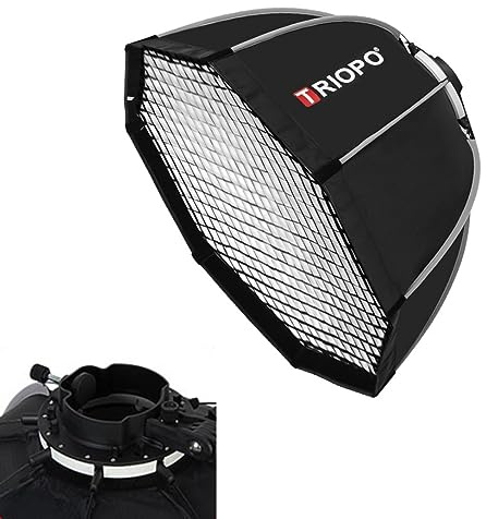 Triopo Kx90 Softbox 35,4 Pouces/90 Cm avec Grille en Nid d'abeille, Boîte À Lumière Octogonale pour Photographie Godox V1 Ad200Pro, Flash À Tête Ronde Speedlite Speedlight,