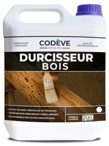 Durcisseur Bois - Codeve Bois - 20L - Intérieur/extérieur - Pour Le Durcissement D'un Bois Vermoulu, Friable, Ramolli Ou Pourri.