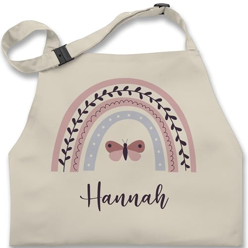 Geschenk mit Namen personalisiert by Shirtracer - Kinderschürze Schürze Kinder Jungen Mädchen - Regenbogen mit Name personalisiert I Geschenk Regenbögen