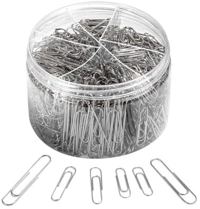 Lot de 700 Trombones en métal de Tailles Assorties - Petits Trombones Moyens et Grands - Pinces à Papier de Bureau avec boîte de Rangement - Fournitures Scolaires