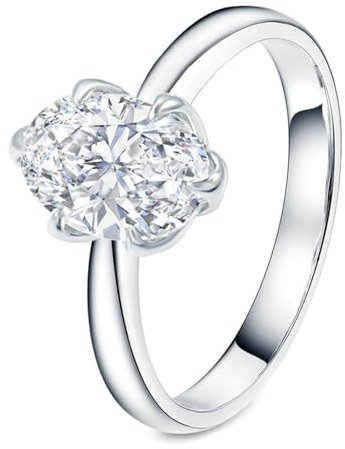 Epinki 950 Platinum Ring, Solitärring Eheringe mit Moissanit Ovalschliff, PT950 Platin Partnerringe Trauringe Damen Echt Gold, Individuelle Größen