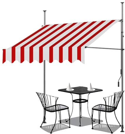 LXRHLIKG Store Banne Rétractable, Store Banne de Patio Parasol Réglable en Hauteur Rétractable pour Cour Arrière, Jardin (Color : Red-White, Size : XXL)
