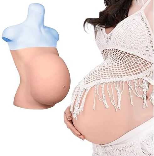 LCUPPON ventre silicone femme enceinte réaliste faux ventre enceinte pour acteurs maternité Cosplay (Beige, S)