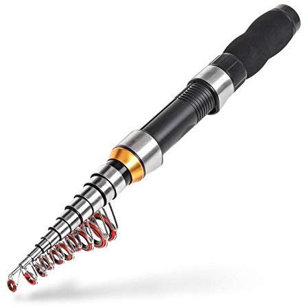 Teleskoprute,Angelrute Professionelle Angelrute Kohlefaser 1.0-2.3m Sea River Fishing Ultralight Teleskop-Spinning Ring Rod Fischstab(Black_1.7M)