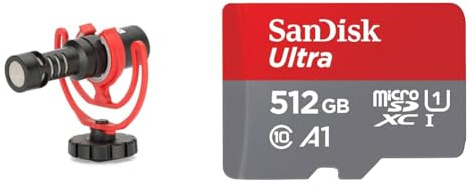 RØDE VideoMicro Richtmikrofon zur Kameramontage für Videoaufnahmen und Content Creation & SanDisk Ultra Android microSDXC UHS-I Speicherkarte 512 GB + Adapter