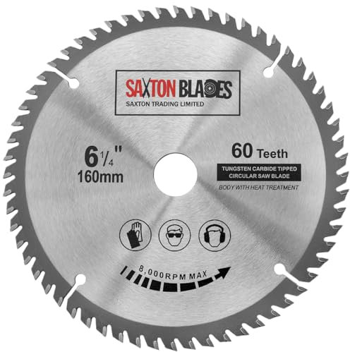 Saxton TCT16560TTCG Saxton TCT Kreissägeblatt, 165 mm x 60 Zähne x 20 mm Bohrung (16 mm Ring), Aluminium, Laminat, Hartholz