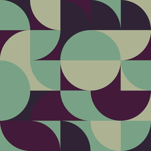 CRE8TIVE Geometric Peel and Stick Wallpaper Retro Removable Wallpaper for Living Room Bathroom 30.5cmx300cm Green Purple Mid Century Contact Paper Self Adhesive Art Deco Vinyl Wrap for Cabinet Drawer