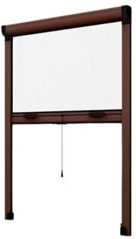 Briconess.com Insektenschutz-Rollo vertikal für Außen und Innen aus braunem Aluminium – 120 x 160 cm