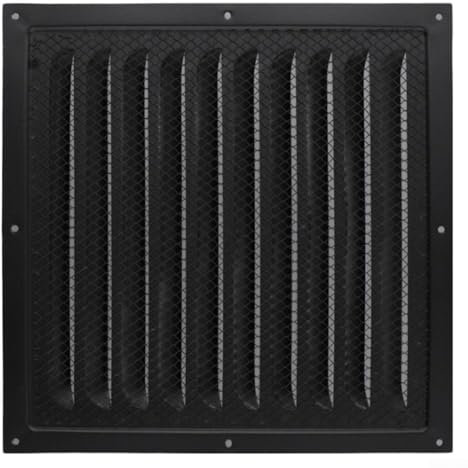 Louvre - Rejilla de ventilación de aleación de aluminio, cubierta de ventilación cuadrada de metal, cubierta de salida de aire de 30 x 30 cm, para interiores y exteriores, color negro