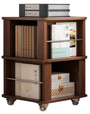 CLLBANT CD-Ständer, 3-stufiges drehbares Bücherregal, stehendes Bücherregal mit Rollen für drehbares Bücherregal, geeignet für Zuhause/Büro