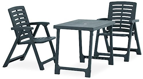 AJJHUUKI Outdoor-Möbel-3-teiliges faltbares Bistro-Set aus Kunststoff, Grün-Möbel