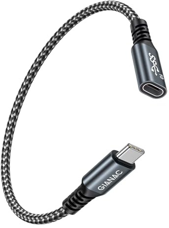 GIANAC USB C förlängningskabel 0,5 m, USBC förlängning USB 3,2 10 Gbps | USB C-förlängning 100 W och 10 Gpbs 4K 60Hz video med iPhone17 16 15 Pro Max, MacBook Pro/Air iPad Pro/Air 2024