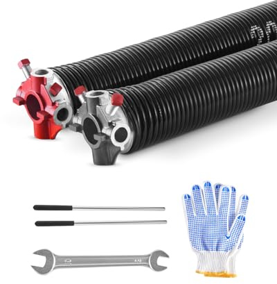 VEVOR Resortes de Torsión para Puertas de Garaje con Barras de Enrollado Antideslizantes y Guantes, Par de Φ5,26 x Φ50,8 x 618 mm, 16 000 Ciclos, Revestimiento Negro de Electroforesis para Reemplazo