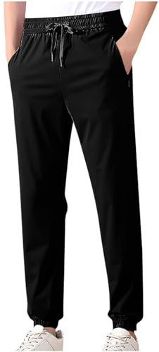 Generisch Jogginghose Herren Leichte Sommer Trainingshose mit Kordelzug Männer Atmungsaktive Sporthose mit Reißverschlusstaschen Herren Sommerhose Freizeithose für Laufen Fitness und Freizeit