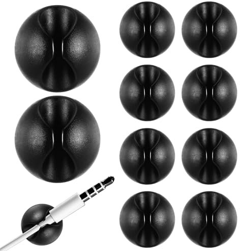 Lot de 10 supports de câbles pour bureau - Support de chargeur Znben - Organiseur de cordon adhésif - Clips de charge pour téléphone - Pour bureau, table de nuit, voiture, maison - Noir